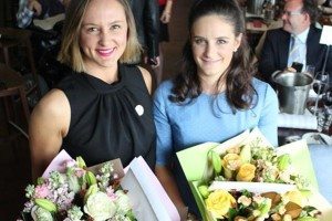 Abby Mackay and Mary McLean with flowers at the Youngcare Long Lunch 2015