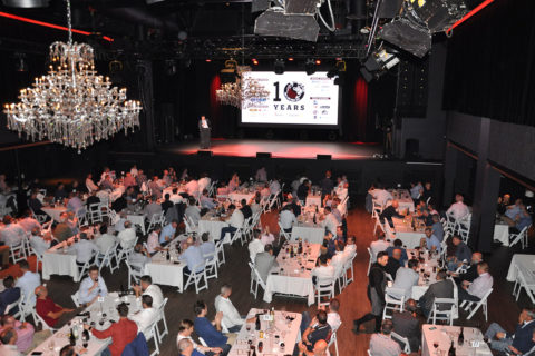 Wide photo of a venue hosting Ribs and Red